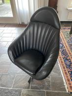 Zwarte Design Draaifauteuil – Stijlvolle tweedehands stoel, Ophalen, Zo goed als nieuw, Leer, 50 tot 75 cm
