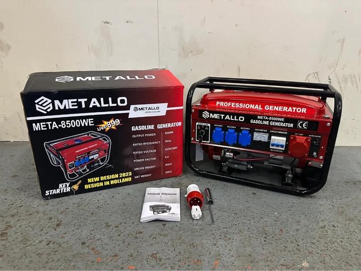 2024 Metallo META-8500WE stroomgenerator, Doe-het-zelf en Verbouw, Aggregaten, Nieuw, Benzine, Ophalen