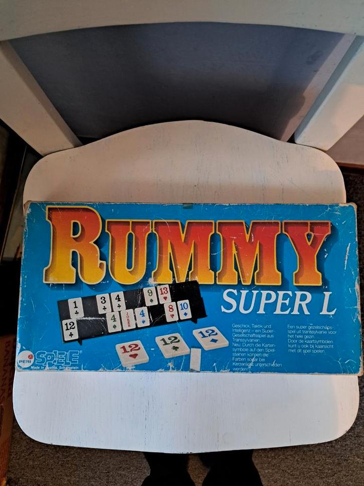 VINTAGE RUMMIKUB SUPER L COMPLEET VOOR 4 PERSONEN., Hobby en Vrije tijd, Gezelschapsspellen | Bordspellen, Zo goed als nieuw, Drie of vier spelers