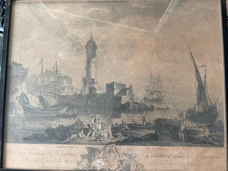 Ingelijste prent Napels - Ton v.d. Ridder, Antiek en Kunst, Kunst | Etsen en Gravures, Ophalen