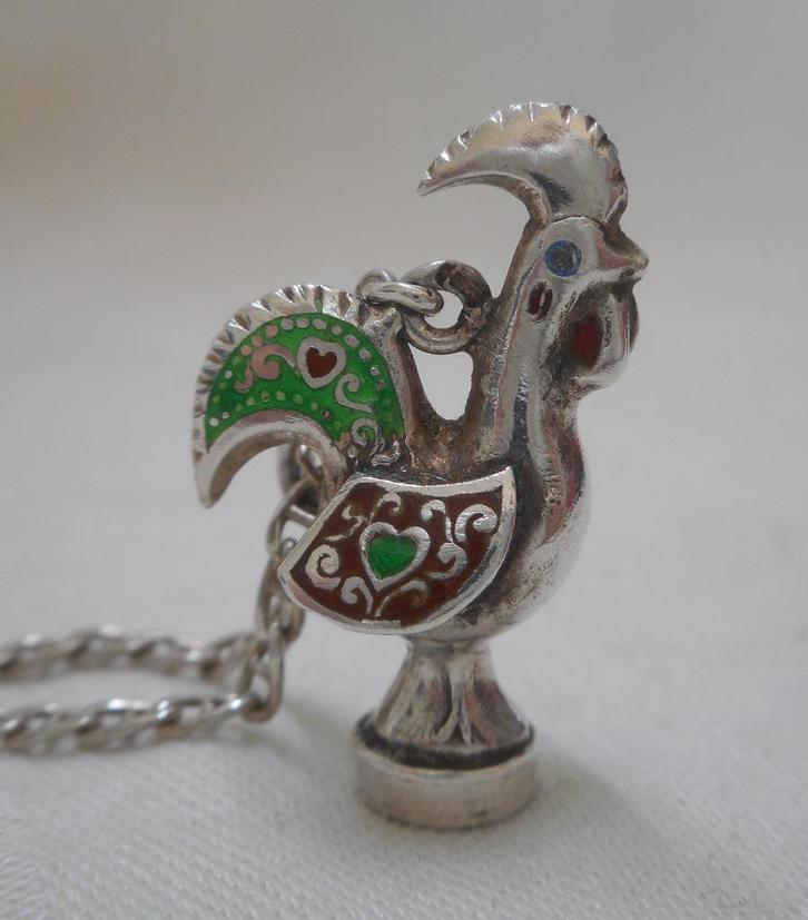 Zilveren ketting met Symbool Portugese haan nr.1005, Sieraden, Tassen en Uiterlijk, Kettingen, Zo goed als nieuw, Zilver, Zilver