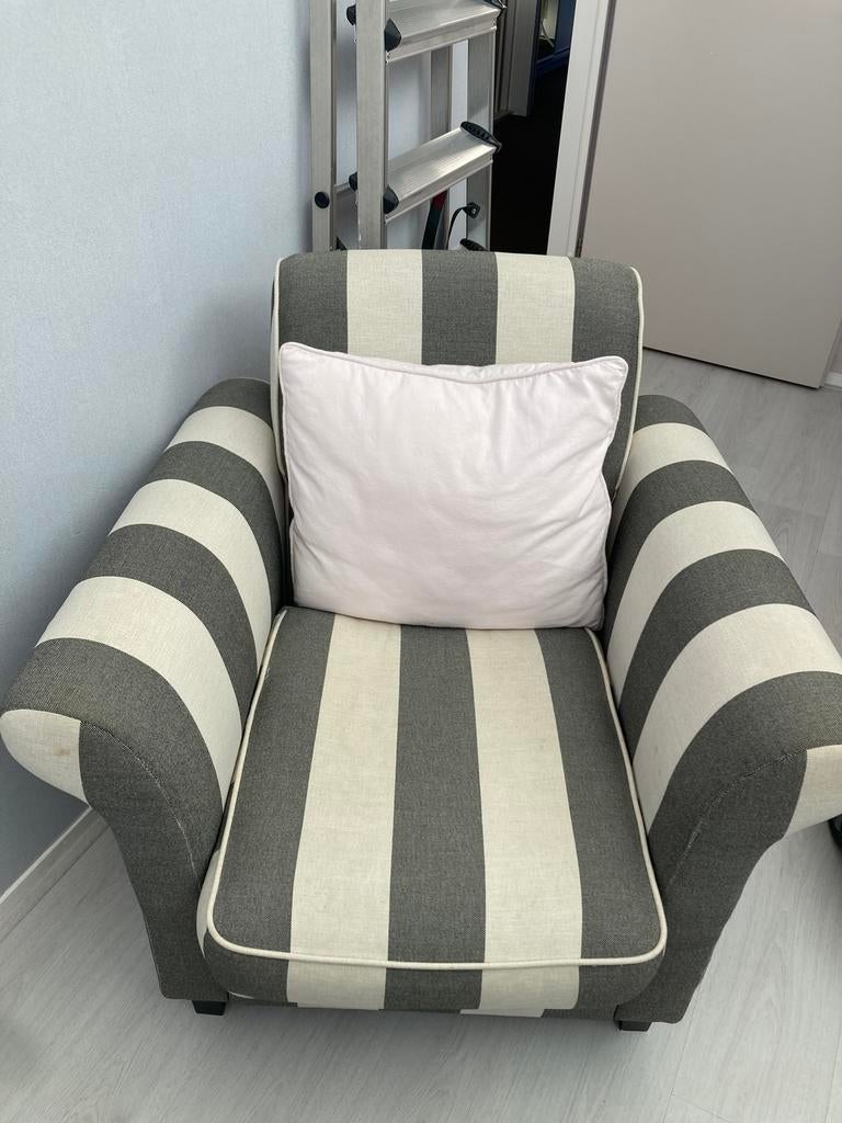 Fauteuil grijs wit, Huis en Inrichting, Fauteuils, Ophalen of Verzenden, Minder dan 75 cm, 50 tot 75 cm