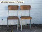 Oude brocante (school)stoel hoogte 45cm - vintage - grijs, Huis en Inrichting, Stoelen, Ophalen, Vintage stoer robuust vintage brocante oud industrieel