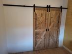Schuifdeuren met rails - 200x69x4,5 cm, Ophalen, Gebruikt, Minder dan 100 cm, Schuifpoort