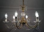 vintage hollywood Kroonluchter kristal prisma kaars messing, Ophalen, Gebruikt, Glas, Vintage Hollywood regency klassiek