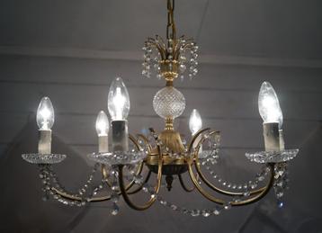 vintage hollywood Kroonluchter kristal prisma kaars messing beschikbaar voor biedingen
