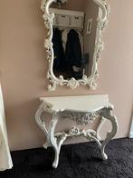 Witte Console Tafel met Spiegel, Antiek en Kunst, Ophalen of Verzenden, Overige vormen, 50 tot 100 cm, 100 tot 150 cm