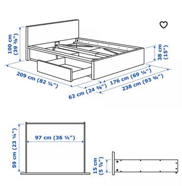 IKEA MALM Bed Frame with 2 Storage Boxe, Mattress & Bed Slat - afbeelding 7
