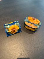 Aardewerk Zeepbakje met Zonnebloem, Overige materialen, Gebruikt, Blauw, Ophalen of Verzenden