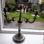 Verzilverde Kandelaar - 3-arms, Antiek en Kunst, Ophalen of Verzenden, Zilver