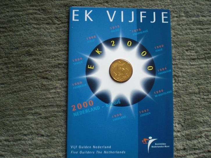 Nederland EK Voetbal 2000 Vijf Gulden Munt Beatrix FDC, Postzegels en Munten, Munten | Nederland, Losse munt, 5 gulden, Koningin Beatrix