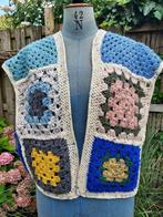 Uniek! Eigen creatie gehaakte granny squares gilet, Verzenden, Nieuw, Trui of Vest