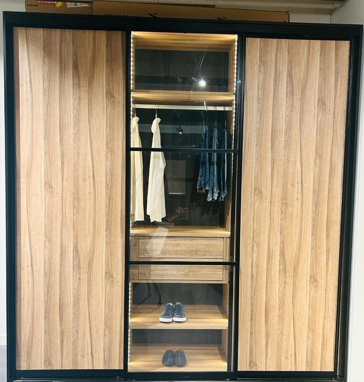 Schuifdeur kledingkast, Huis en Inrichting, Kasten | Kledingkasten, Nieuw, 200 cm of meer, 200 cm of meer, 50 tot 75 cm, Met lade(s)