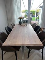 4 Eettafel stoelen Goossens, Huis en Inrichting, Stoelen, Ophalen, Gebruikt, Bruin, Leer