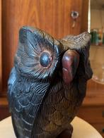 Vintage groot houten beeld van uil, Antiek en Kunst, Ophalen of Verzenden