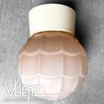 Vintage, art deco, Thabur plafondlamp, bollamp glas roze, Gebruikt, Vintage, midcentury, mid century, art deco, retro, -, -