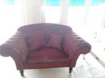 Relaxte bordeau kleurige suede 3- en 2 zits bank + kussens, Huis en Inrichting, Banken | Sofa's en Chaises Longues, Ophalen, Overige materialen