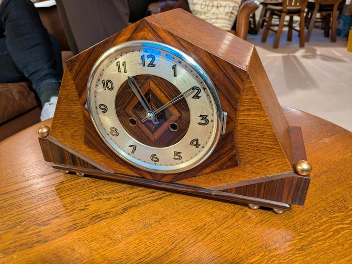 Amsterdamse School Schouwklok, Bim-Bam, Gerestaureerd, Antiek en Kunst, Antiek | Klokken, Ophalen of Verzenden