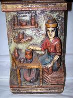 Antieke handgesneden Romaanse (eiken)houten wandplaqutte., Antiek en Kunst, Kunst | Beelden en Houtsnijwerken, Ophalen of Verzenden