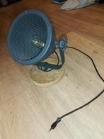 Industriële tafellamp met houten voet, Huis en Inrichting, Lampen | Tafellampen, Ophalen, Gebruikt, Minder dan 50 cm, Metaal