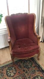 Queen Anne-stijl fauteuil, fluweel, Ophalen, Hout, Gebruikt, 75 tot 100 cm