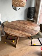Ronde houten eettafel, Ophalen, Gebruikt, 50 tot 100 cm, 100 tot 150 cm