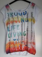 Kleurrijk shirt korte mouw, maat M, Maat 38/40 (M), Wit, Ophalen of Verzenden, Zo goed als nieuw