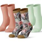 Geo roses - 3 paar, maat 36-42 -1 print, 2 paar effen sokken, Ophalen of Verzenden, Nieuw, Overige kleuren, Sokken en Kniesokken