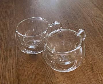 2 dubbelwandige cappuccino glazen beschikbaar voor biedingen