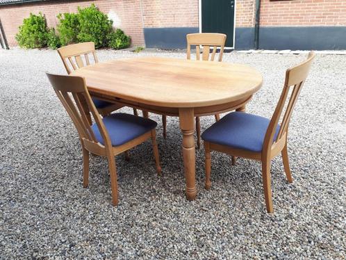 Eethoek, blank eiken met 4 stoelen, Huis en Inrichting, Complete eetkamers, Gebruikt, 4 tot 6 stoelen, Ophalen