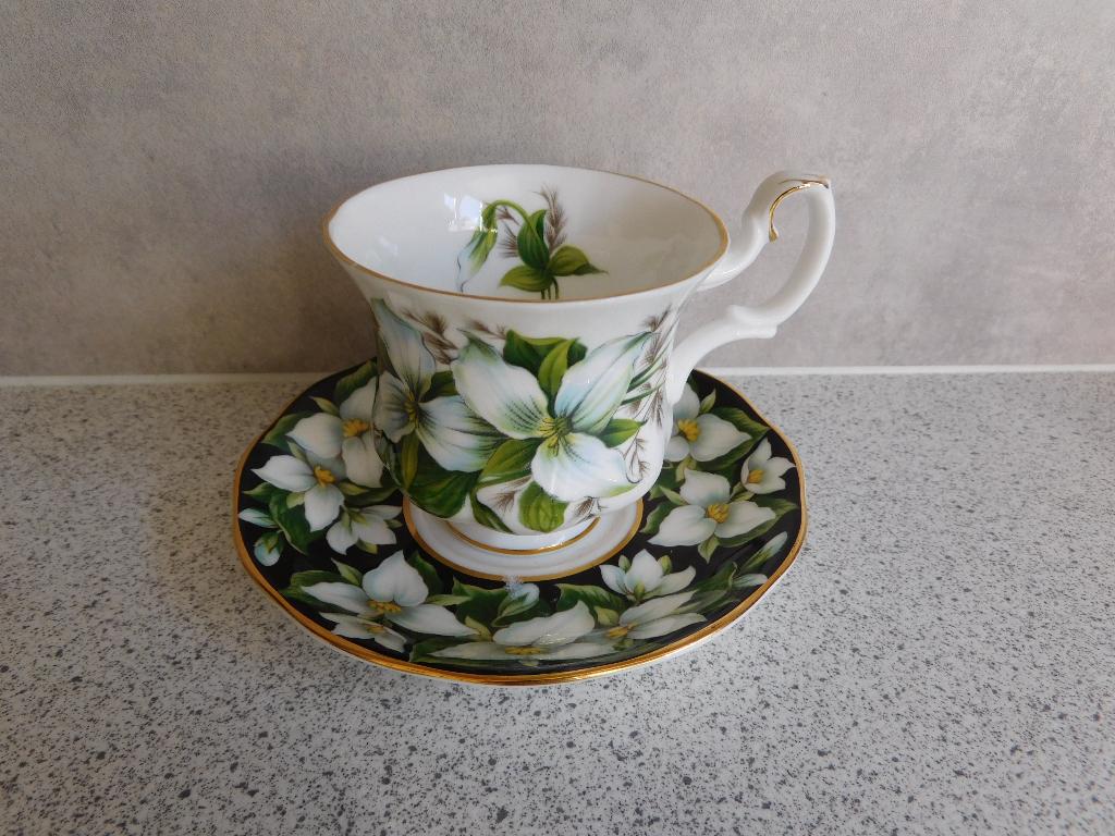 Kop en schotel Fine Bone China Trillium Mix Royal Albert, Ophalen of Verzenden, Zo goed als nieuw, Porselein, Kop en/of schotel