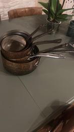 Koperen pannenset (6 stuks), Overige materialen, Gebruikt, Schaal, Rond