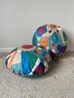 Set van 2 vintage kussens, 41x41cm. 90s 80s print grafisch, Verzenden, Gebruikt, Blauw, Rond