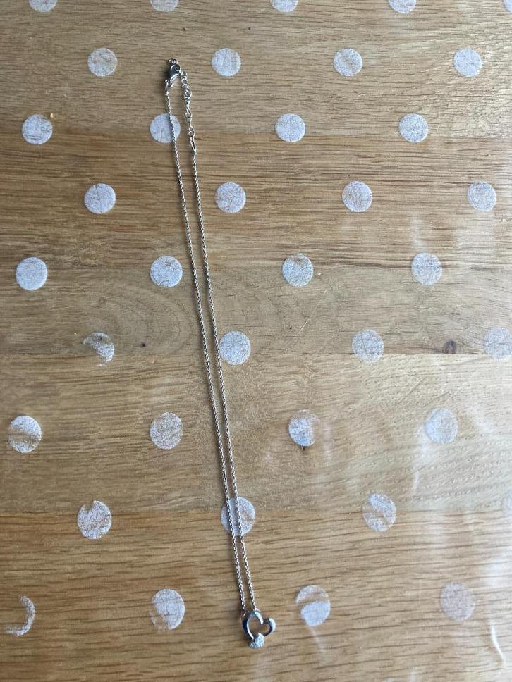 zilveren ketting met hartje, Sieraden, Tassen en Uiterlijk, Kettingen, Nieuw, Zilver, Zilver, Verstelbaar, Ophalen of Verzenden