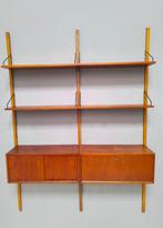 Deens vintage jaren 60 teak Royal Cadovius wandsysteem, Huis en Inrichting, Kasten | Wandmeubels, Ophalen, Gebruikt, Met deur(en)