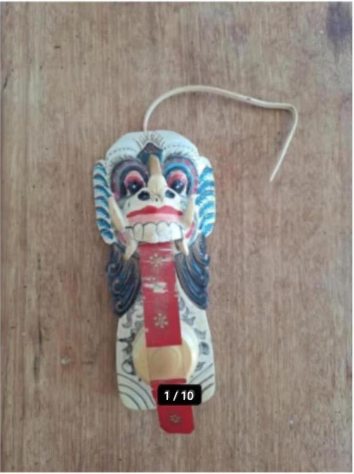 Hand Carved and painted Wooden Rangda Demon bell push BALI, Antiek en Kunst, Kunst | Niet-Westerse kunst, Ophalen of Verzenden