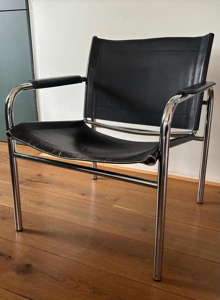 2 vintage stoelen: ‘Klinte’ van Tjord Björklund, Huis en Inrichting, Stoelen, Gebruikt, Twee, Leer, Bruin, Ophalen