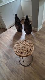 Leuk houten bijzet tafeltje, Minder dan 55 cm, Gebruikt, Rond, Hout