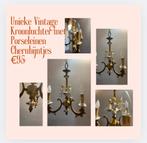 Unieke Vintage Kroonluchter met Porseleinen Cherubijntjes, Ophalen of Verzenden