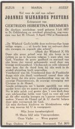Joannes W. Peeters 1877 St. Odiliënberg + 1952 Roermond, Verzenden, Bidprentje