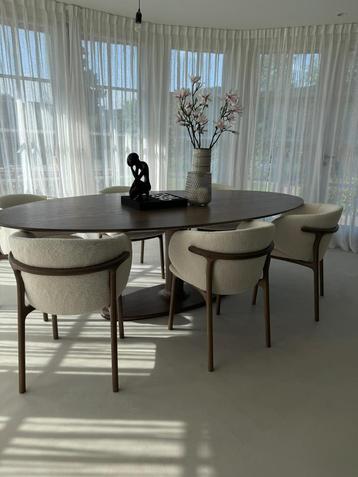 Eiken tulp design tafel & 6x design stoel bijpassend  beschikbaar voor biedingen