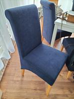 5 Blauwe stoffen eetkamerstoelen, Huis en Inrichting, Stoelen, Ophalen, Gebruikt, Blauw, Stof