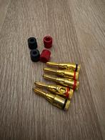 Vergulde banaanstekkers / speaker plugs - set, Ophalen of Verzenden, Nieuw, Minder dan 2 meter, Luidsprekerkabel