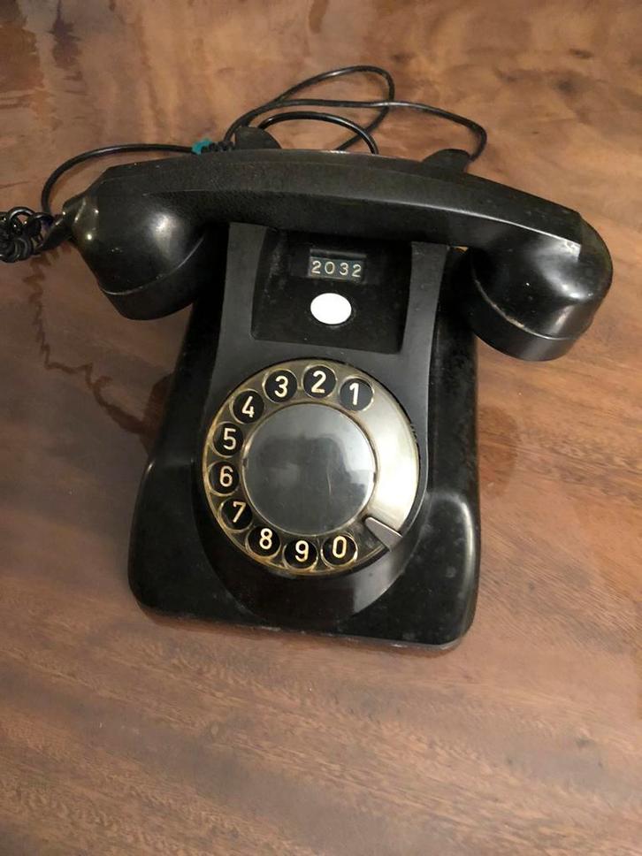 Bakeliet telefoon PTT, Telecommunicatie, Vaste telefoons | Niet Draadloos, Gebruikt, Bakeliet, Met draaischijf, Ophalen