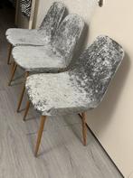 3 x Grijze Eetkamerstoelen met Extra Hoes, Huis en Inrichting, Stoelen, Ophalen, Gebruikt, Grijs, Stof