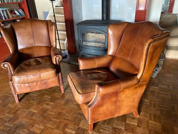 Twee Vintage Leren Fauteuils Bendic beschikbaar voor biedingen