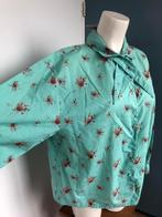 Vintage mintgroen bloemen blouse, Ophalen of Verzenden, Zo goed als nieuw, Maat 46/48 (XL) of groter, Overige kleuren