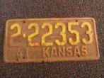 Kentekenplaat Licenseplate Kansas 1941 USA, Verzamelen, Ophalen of Verzenden, Gebruikt, Auto's