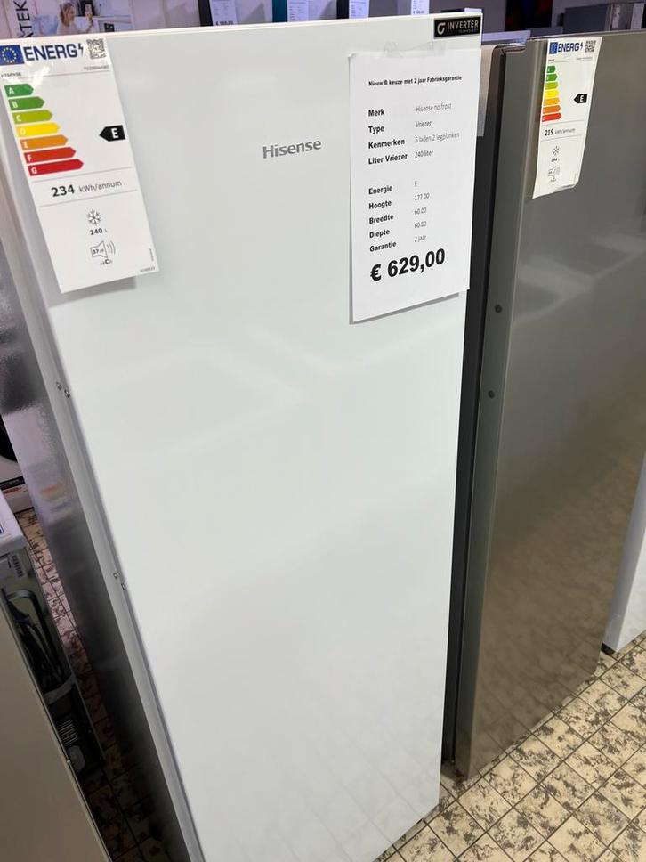 Vriezer no frost hissense nieuw, Witgoed en Apparatuur, Vriezers en Diepvrieskisten, Nieuw, Vrijstaand, Vrieskast, 160 cm of meer