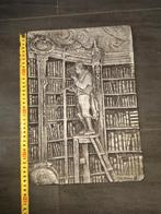 Gipsreliëf 'De Boekenwurm', Ophalen of Verzenden